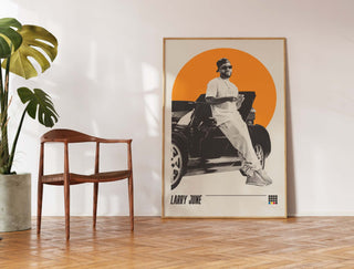 Larry June poster in stylish room setting, museum-quality, matte paper, no frame.