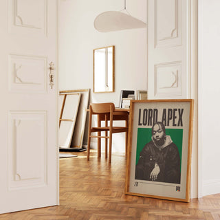 Lord Apex poster on matte paper displayed in stylish room setting.