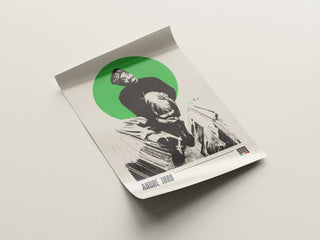 Andre 3000 poster on thick matte paper with a green circle background.