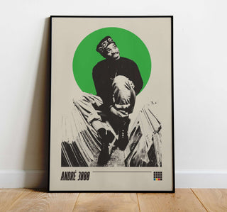 Museum-quality André 3000 poster on matte paper in a frame, hip-hop artist tribute.