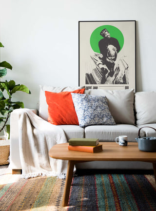 Andre 3000 poster on a living room wall, museum-quality matte paper, unframed.