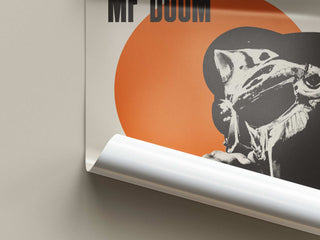 Museum-quality MF DOOM poster on thick matte paper with iconic mask design.