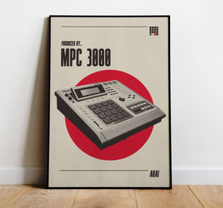 MPC 3000 poster on matte paper, featuring iconic sampler design; frame not included.