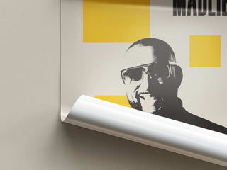 Museum-quality Madlib poster on matte paper, unfurled, featuring iconic hip-hop imagery, available in multiple sizes.