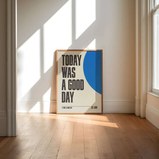 Ice Cube "It Was a Good Day" lyrics poster in living room setting, 90s hip-hop nostalgia.