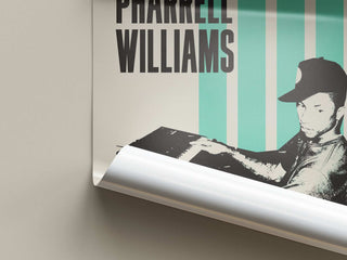 Museum-quality poster of Pharrell Williams on matte paper, six sizes available.