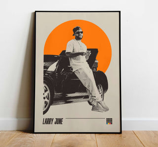 Museum-quality Larry June poster featuring thick, matte paper and vibrant design, available in multiple sizes.