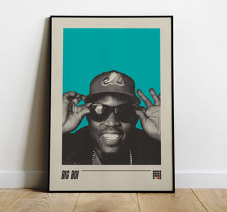 Big Boi poster featuring dynamic Southern rap flair from OutKast; museum-quality matte paper.