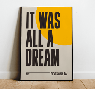 Museum-quality poster of Notorious B.I.G. "Juicy" lyrics with matte finish.