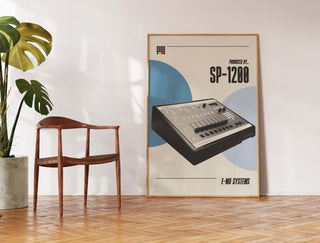 SP-1200 iconic sampler poster in modern room setting.