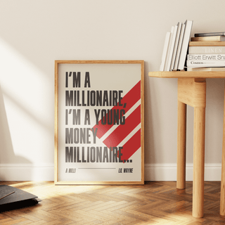 Lil Wayne "A Milli" lyrics poster, museum-quality, thick matte paper, available in six sizes.