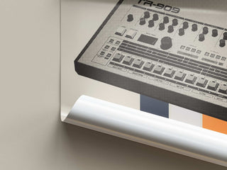 Roland TR-909 poster, museum-quality, thick matte paper, no frame, multiple sizes.