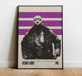 Freddie Gibbs poster, Indiana rapper, matte paper, hip-hop art.