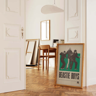 Beastie Boys poster with iconic band image, unframed, available in multiple sizes.