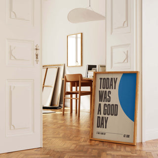 Ice Cube "It Was a Good Day" lyrics poster in stylish room decor.