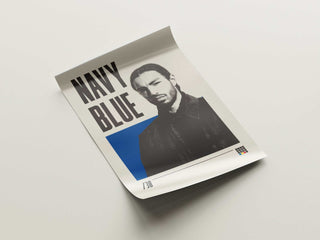 Navy Blue poster on thick matte paper, museum-quality print, unframed, introspective rap art.