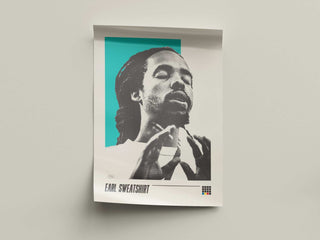 Museum-quality Earl Sweatshirt poster on matte paper, featuring an introspective design, available in multiple sizes.