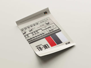 Museum-quality TB-303 poster showcasing the iconic Roland synthesizer in matte, low-glare finish.