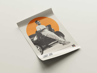 Larry June poster featuring a vibrant design, available in various sizes, printed on thick matte paper without a frame.