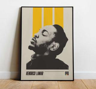 Museum-quality poster featuring Kendrick Lamar with striking design and bold colors.