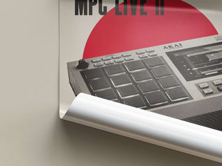 Museum-quality poster of Akai MPC LIVE II with vintage design on matte paper.