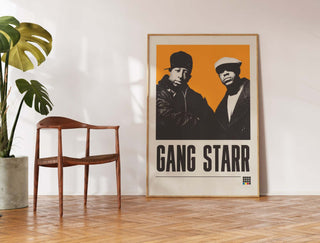 Gang Starr poster with DJ Premier and Guru, museum-quality, thick matte paper, available in multiple sizes.