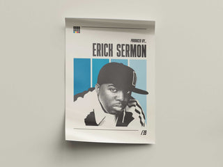 Erick Sermon poster featuring vibrant design and iconic hip-hop imagery on matte paper.