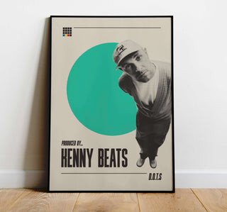 Museum-quality Kenny Beats poster on matte, low-glare paper, framed against a wall.