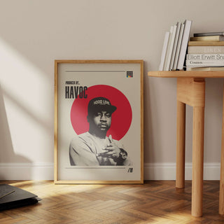 Havoc poster featuring Queensbridge rapper and producer, available in multiple sizes, museum-quality matte paper, frame not included.