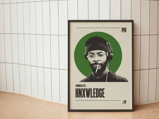 Knxwledge poster featuring experimental beats and lo-fi rhythms, museum-quality matte paper, unframed.