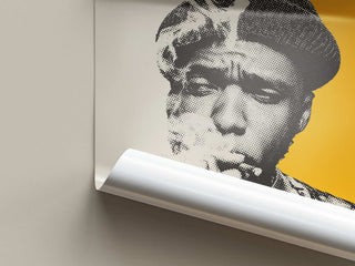 Museum-quality Curren$y poster on thick matte paper, showcasing the rapper's iconic style, available in various sizes.