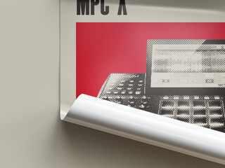 MPC X poster with vintage design on high-quality matte paper, showcasing music production hardware.