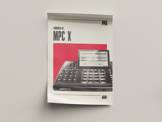 MPC X poster on matte paper featuring music production hardware illustration.