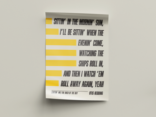 Otis Redding "Sittin' on the Dock of the Bay" lyrics poster on matte paper.