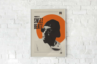 Swizz Beatz museum-quality poster on matte paper, hip-hop producer art.